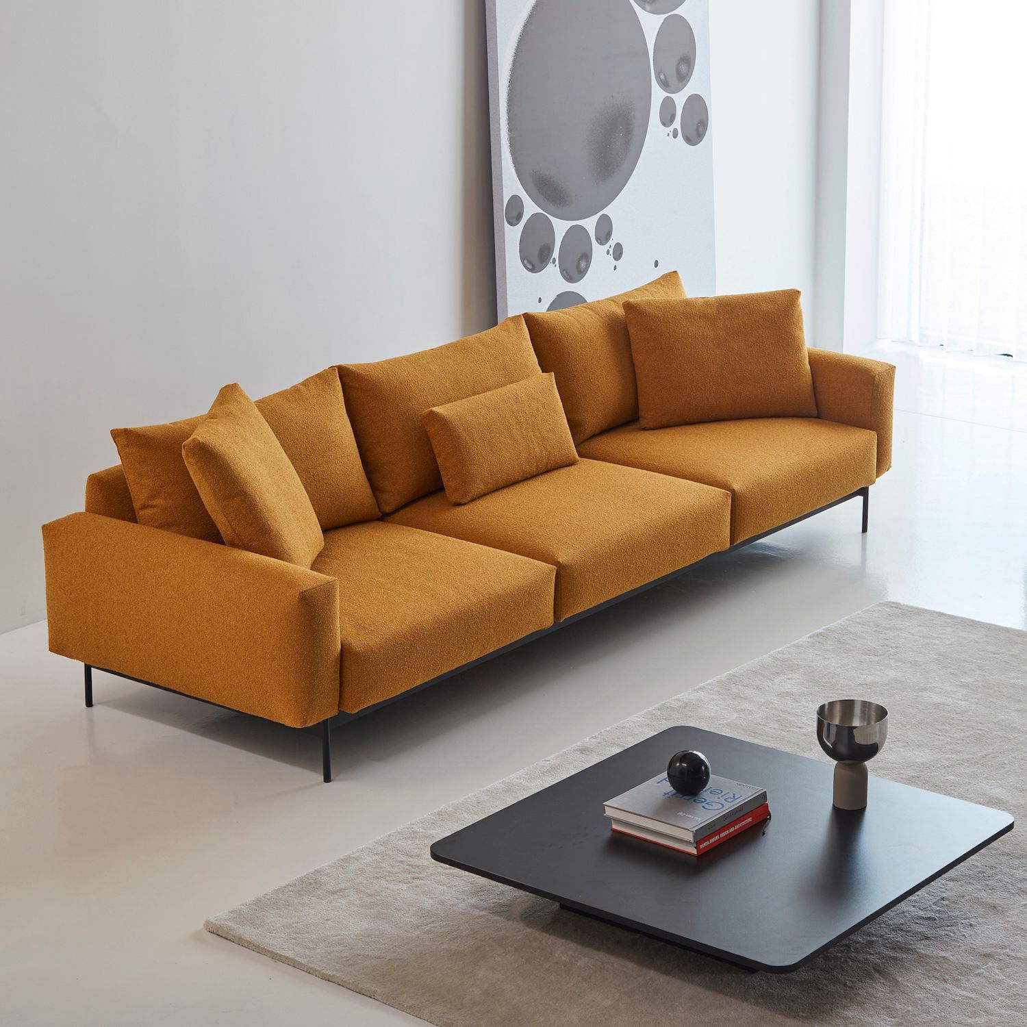 Divano tre posti design moderno Arthon A3 - Bouclé 536 Ochre
