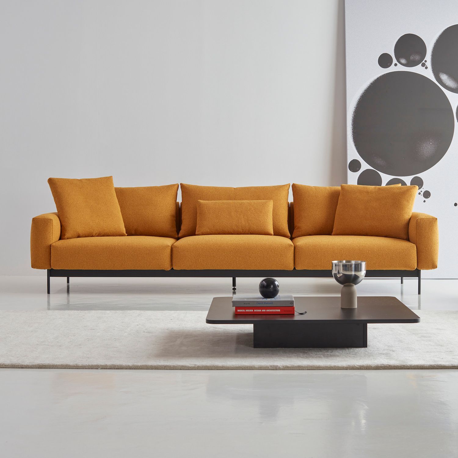 Divano tre posti design moderno Arthon A3 - Bouclé 536 Ochre