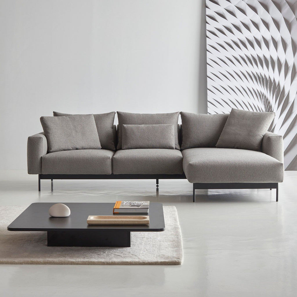 Divano con penisola chaise longue Arthon B2 - Bouclé 533 Ash Grey