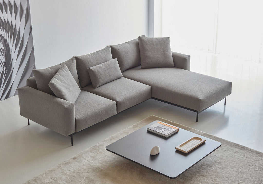 Divano con penisola chaise longue Arthon B2 - Bouclé 533 Ash Grey