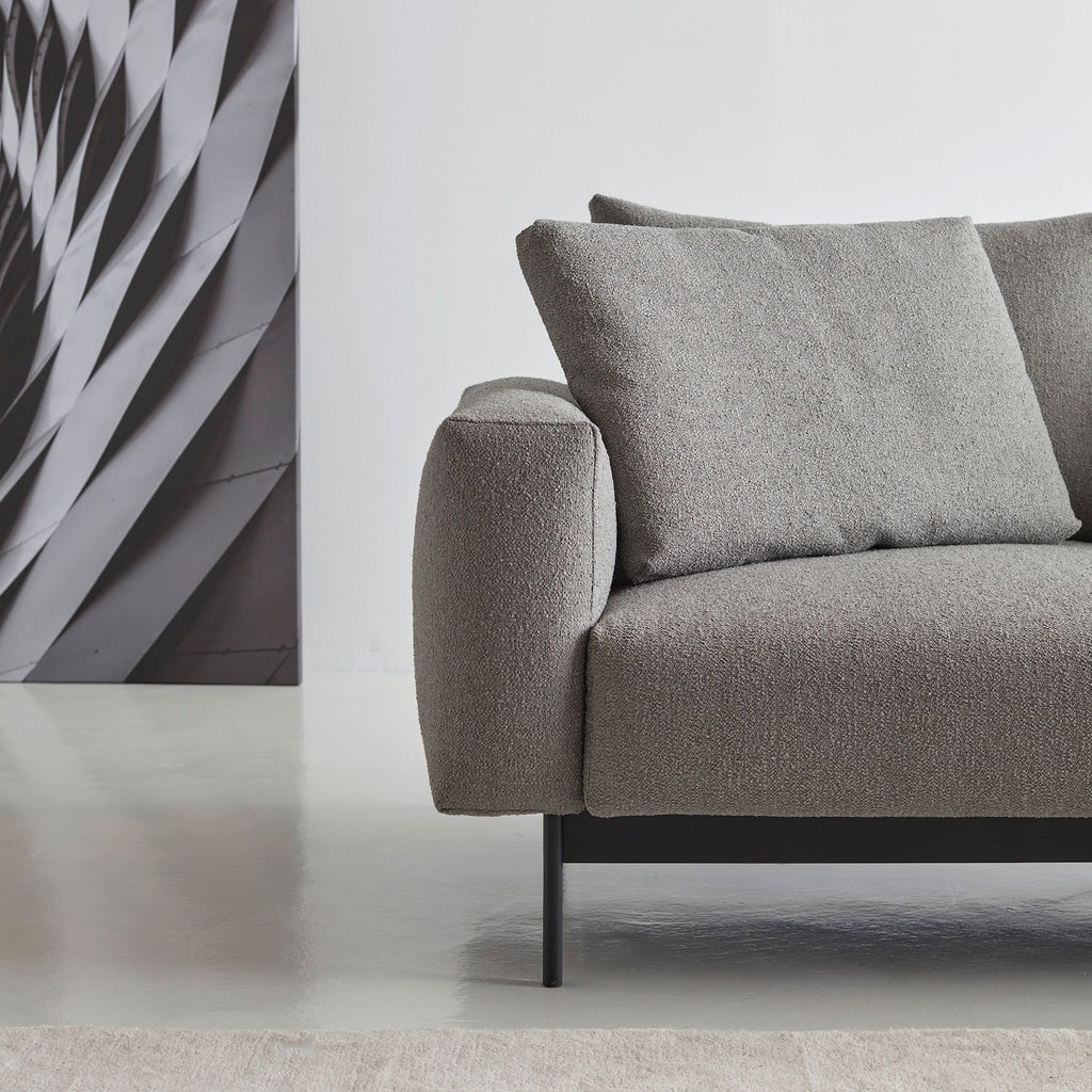 Divano con penisola chaise longue Arthon B2 - Bouclé 533 Ash Grey