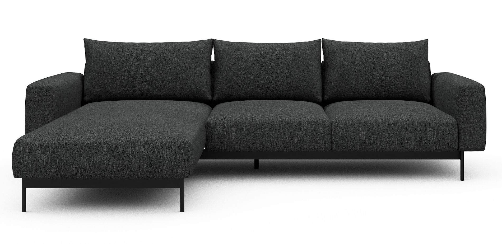 Divano con penisola chaise longue Arthon B2 - Bouclé 529 Charcoal