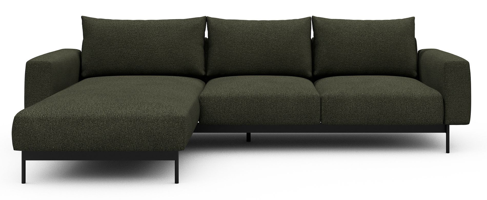 Divano con penisola chaise longue Arthon B2 - Bouclé 535 Forest Green