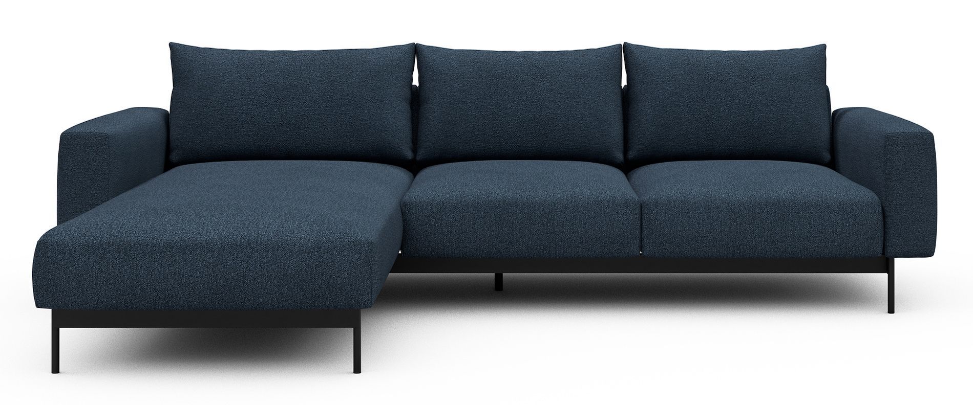 Divano con penisola chaise longue Arthon B2 - Bouclé 537 Blue