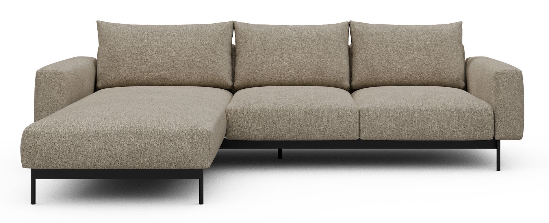 Divano con penisola chaise longue Arthon B2 - Bouclé 539 Beige