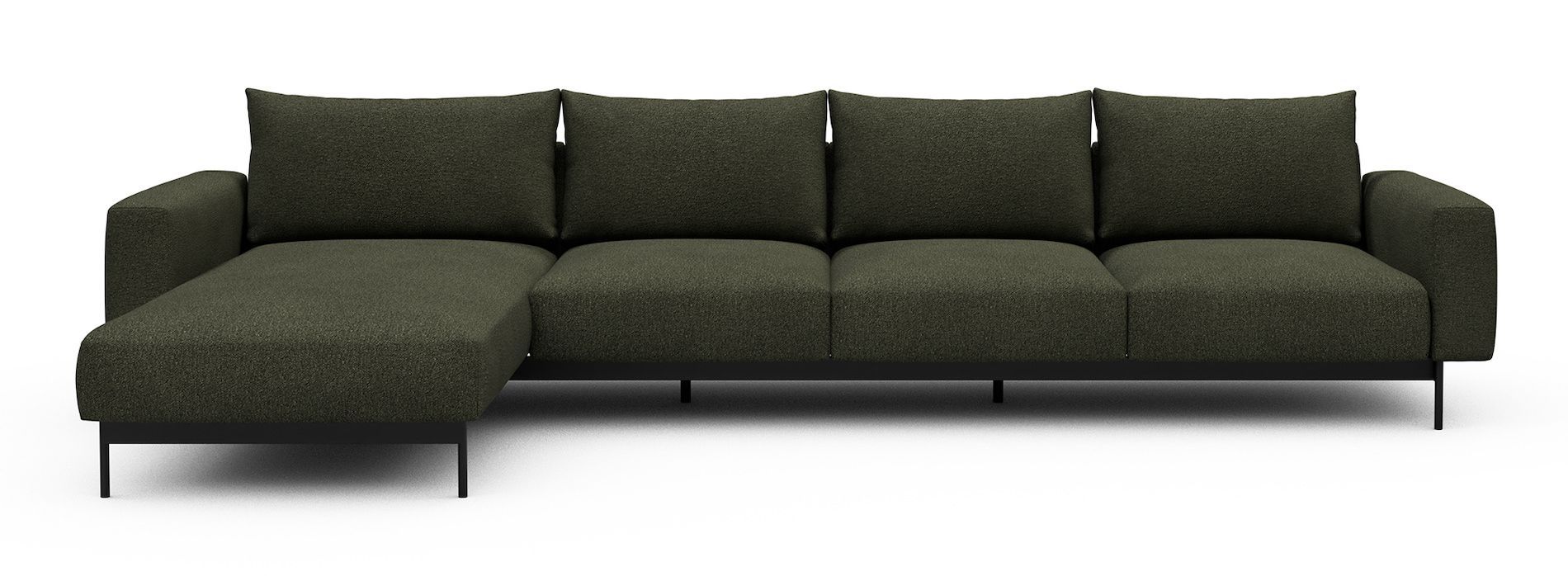 Divano con penisola chaise longue Arthon B3 - Bouclé 535 Forest Green