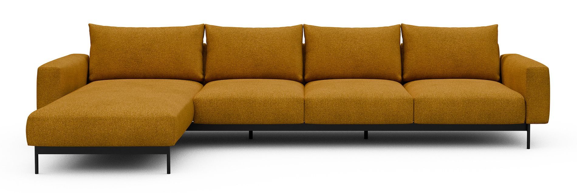 Divano con penisola chaise longue Arthon B3 - Bouclé 536 Ochre