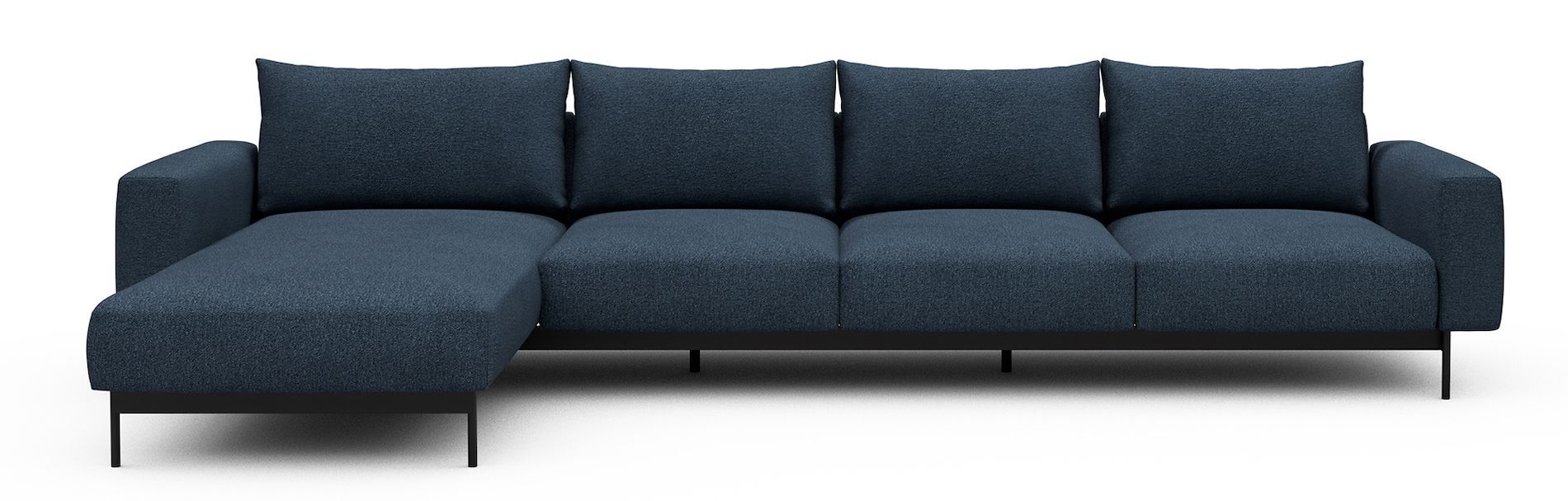 Divano con penisola chaise longue Arthon B3 - Bouclé 537 Blue