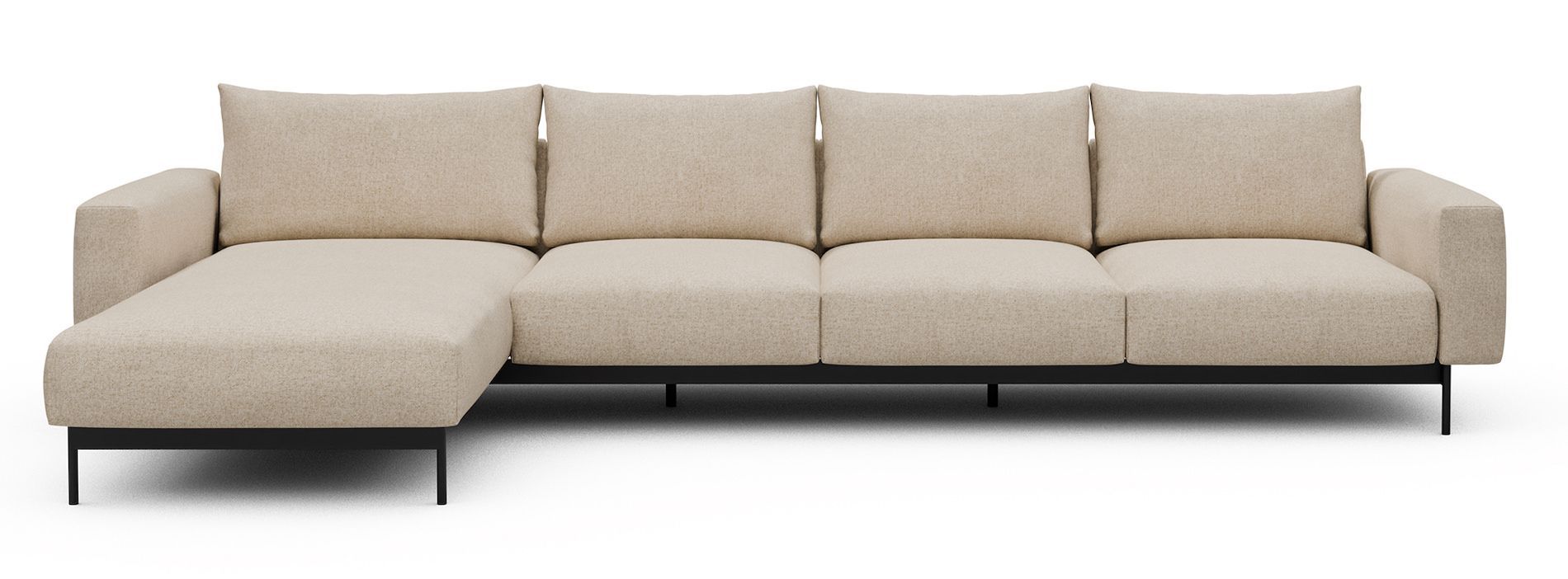 Divano con penisola chaise longue Arthon B3 - Casone 496 Natural Beige