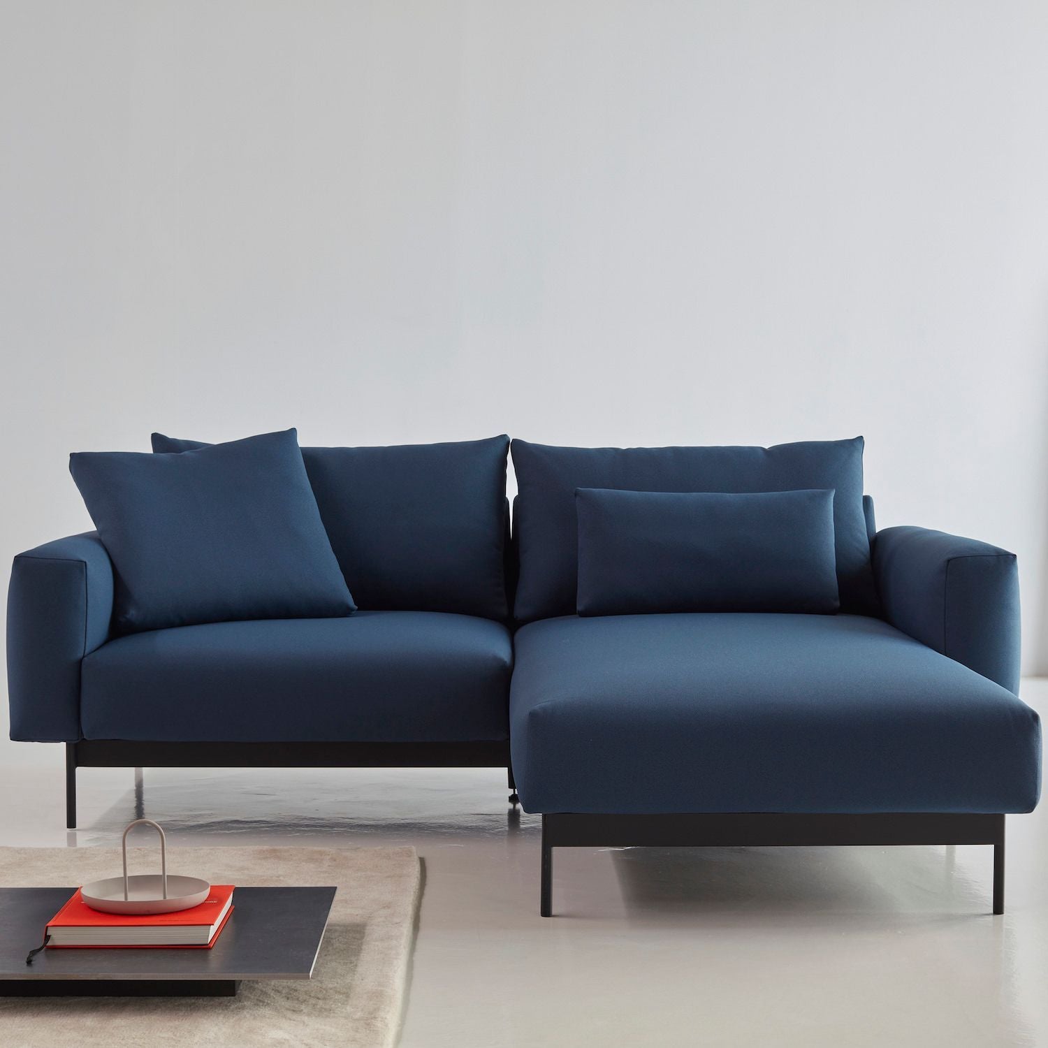 Divano con penisola chaise longue Arthon D1 - Cura 768 Oxford Blue
