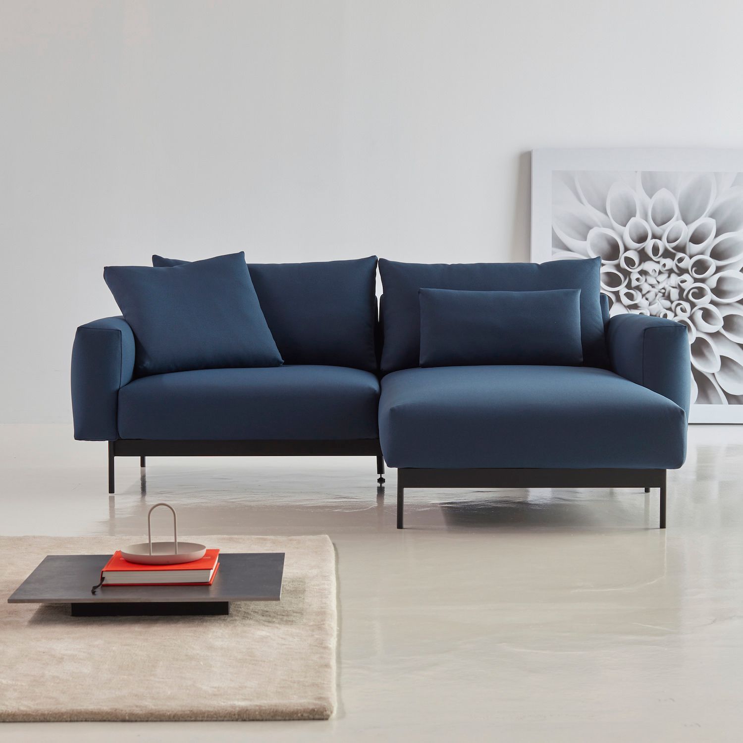 Divano con penisola chaise longue Arthon D1 - Cura 768 Oxford Blue