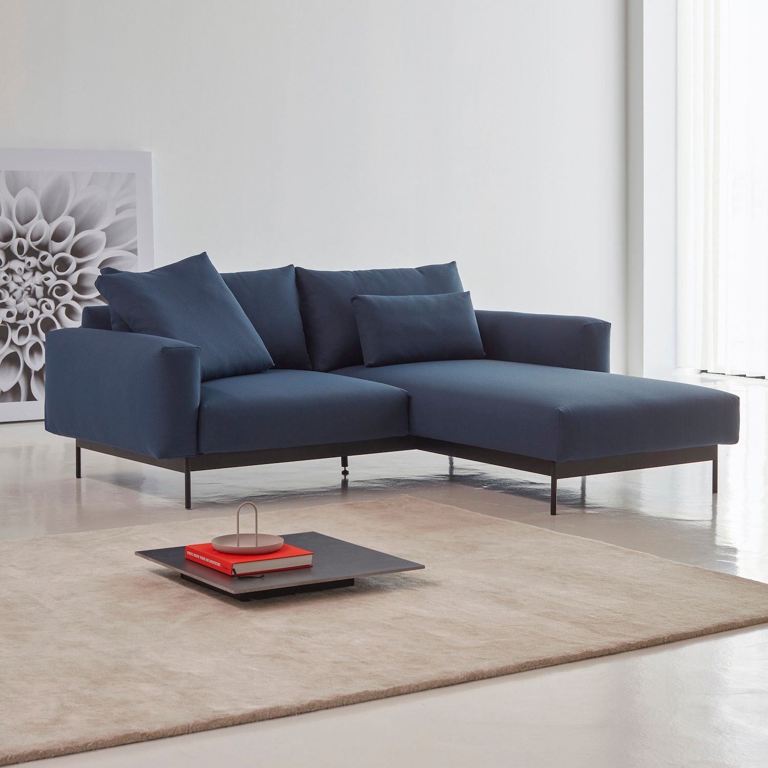 Divano con penisola chaise longue Arthon D1 - Cura 768 Oxford Blue