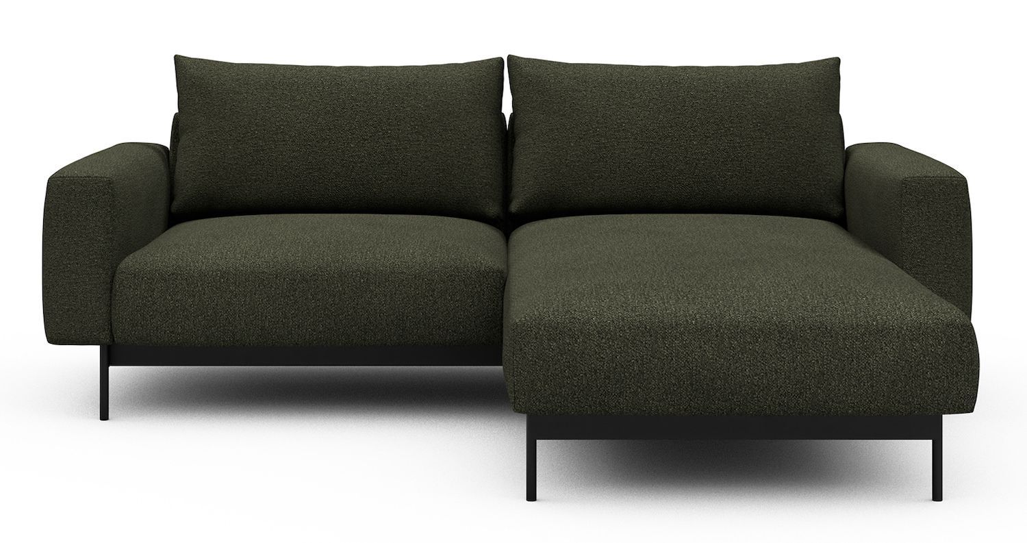Divano con penisola chaise longue Arthon D1 - Bouclé 535 Forest Green