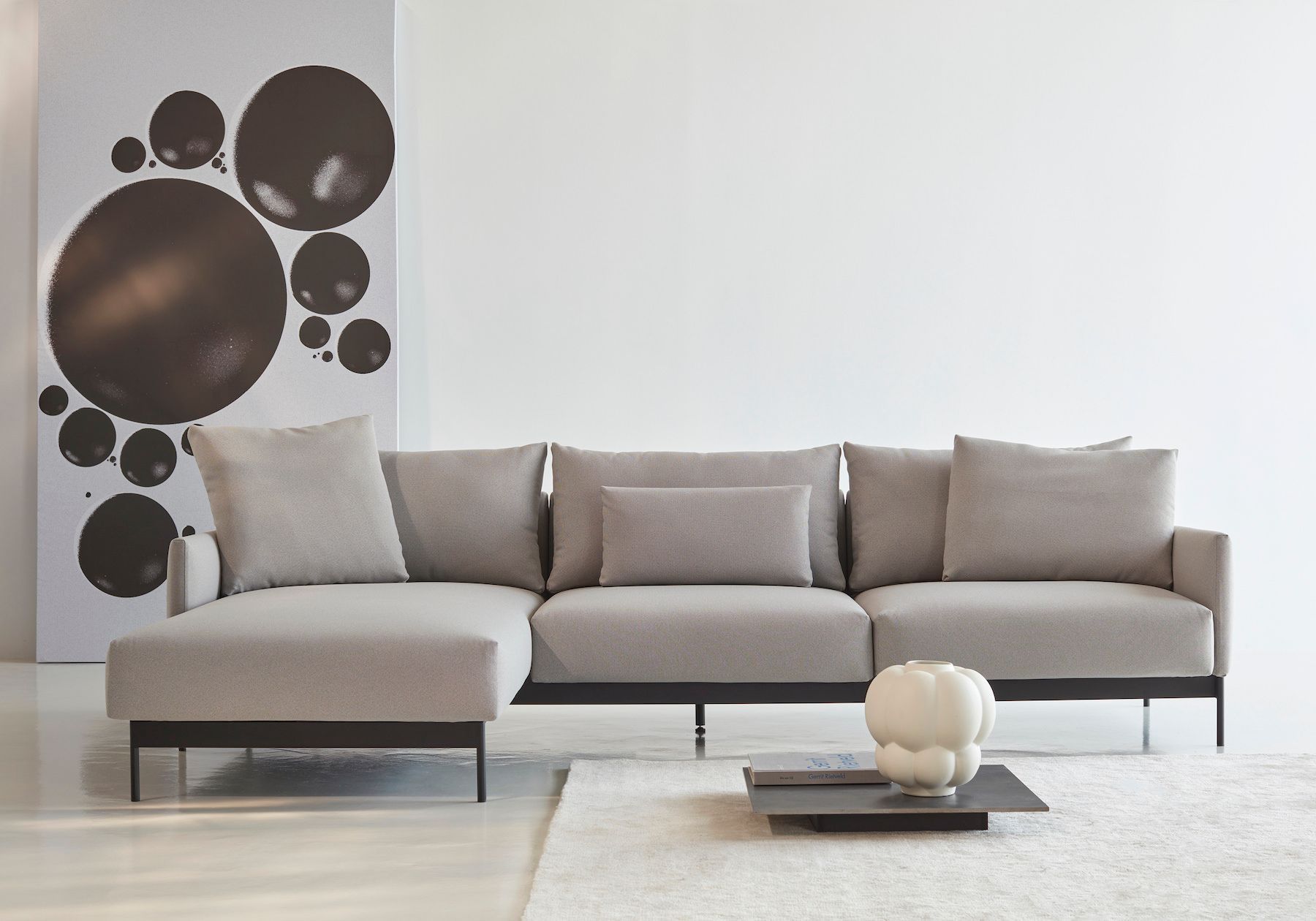 Divano con penisola Tokey B2 - Cura 764 Sand Grey