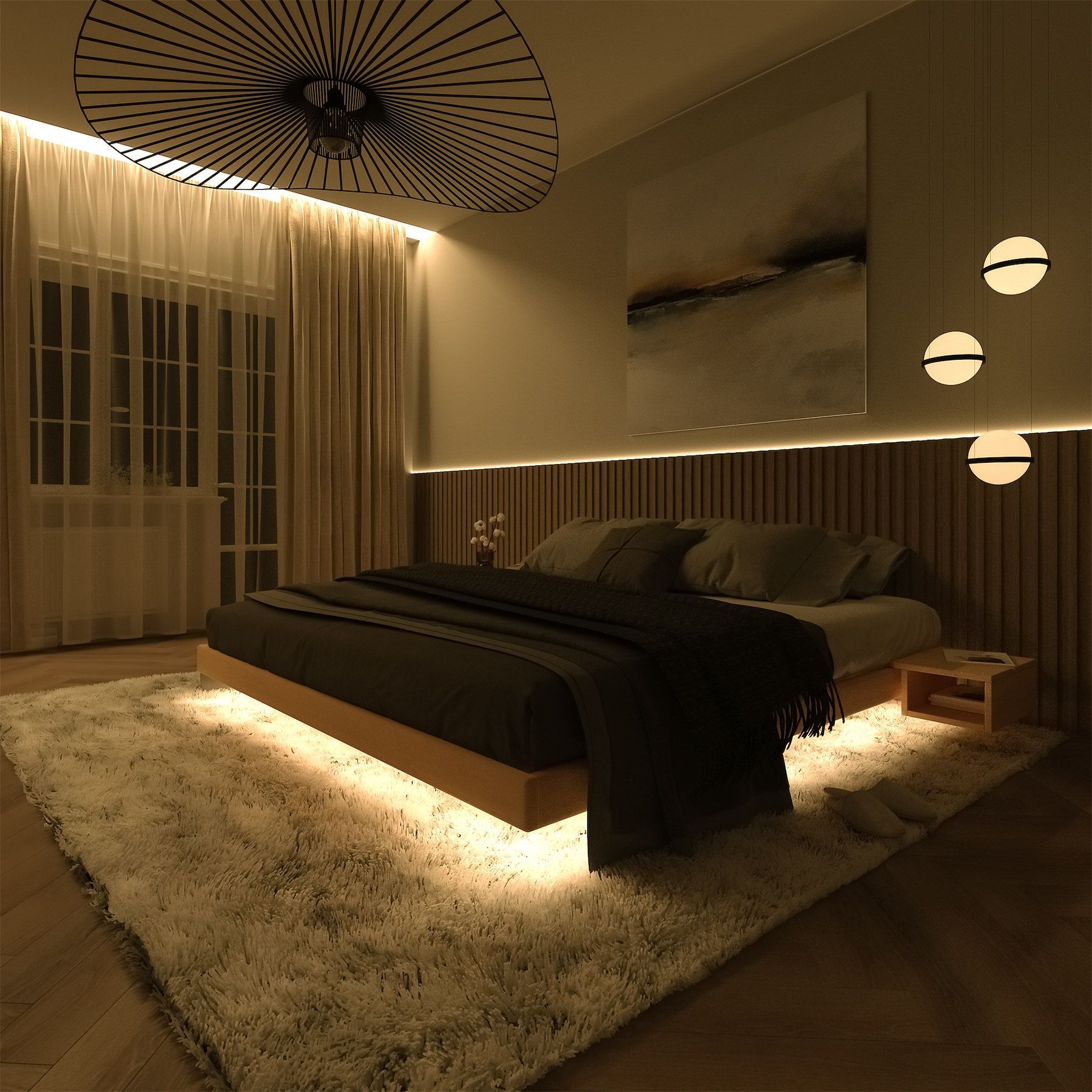 Letto in legno massello verniciato naturale Soren Natural