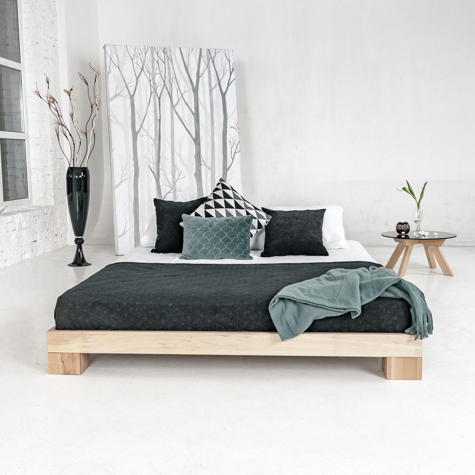 Letto sommier in legno massello Edvin Natural
