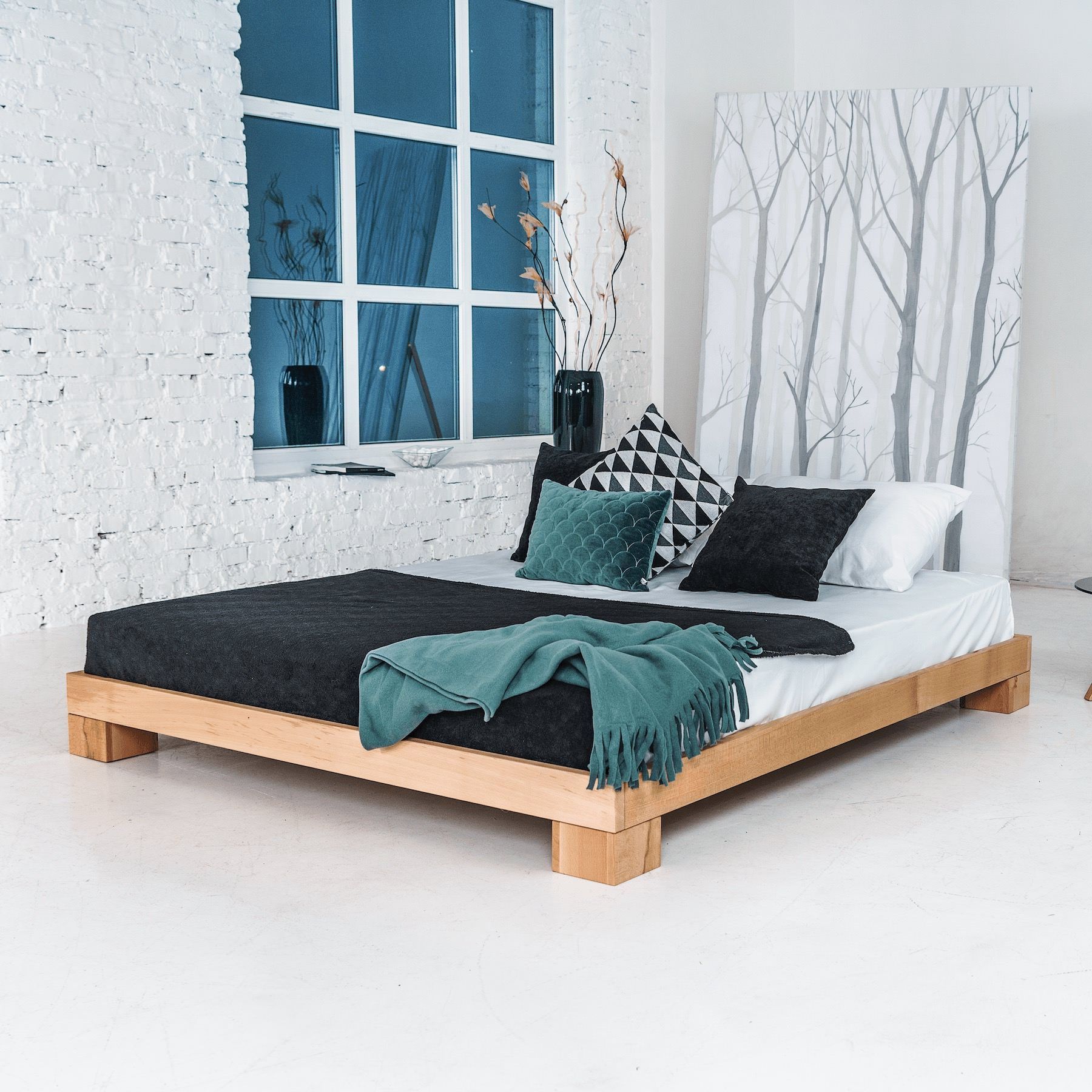 Letto sommier in legno massello Edvin Natural