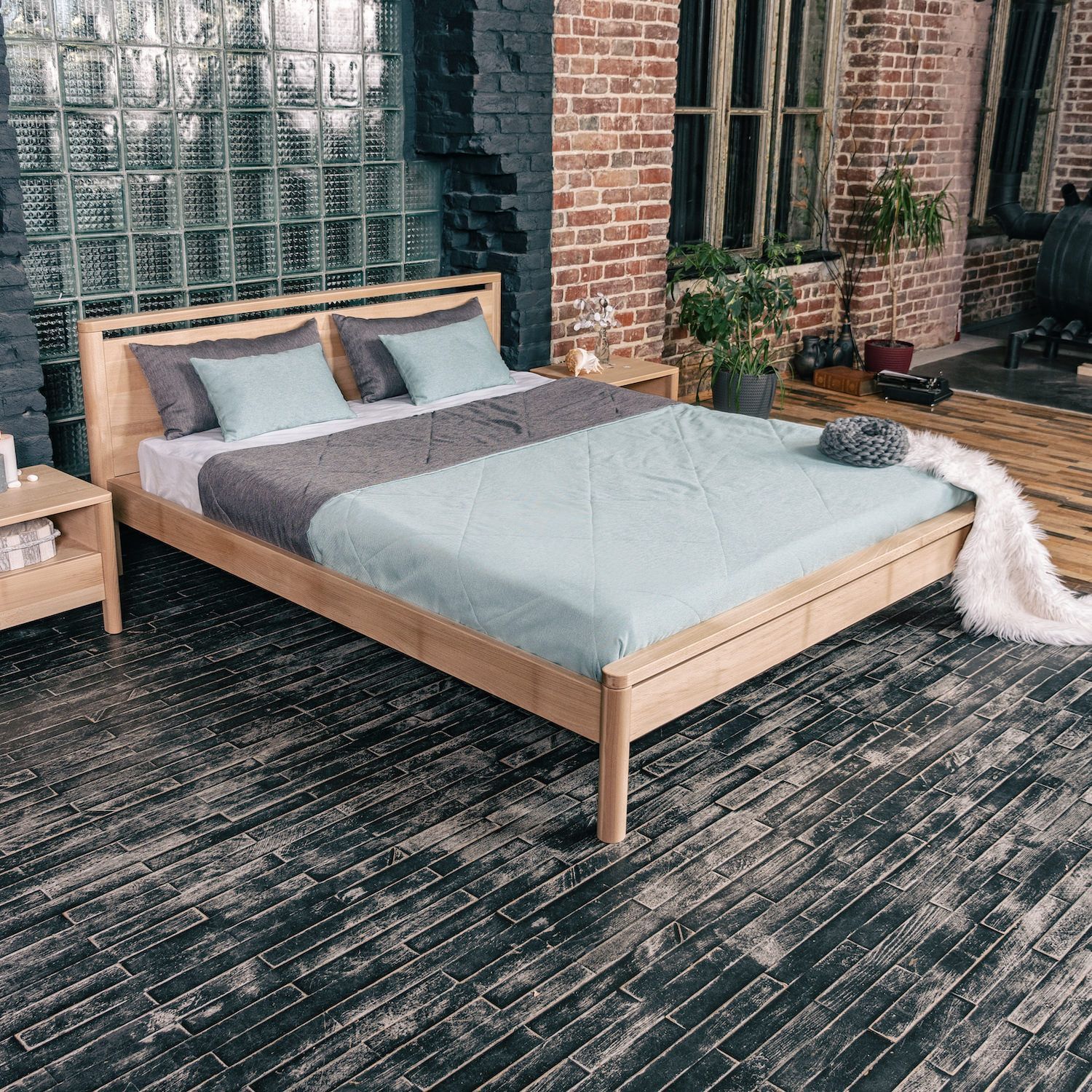 Letto in legno massello non trattato o verniciato Torben