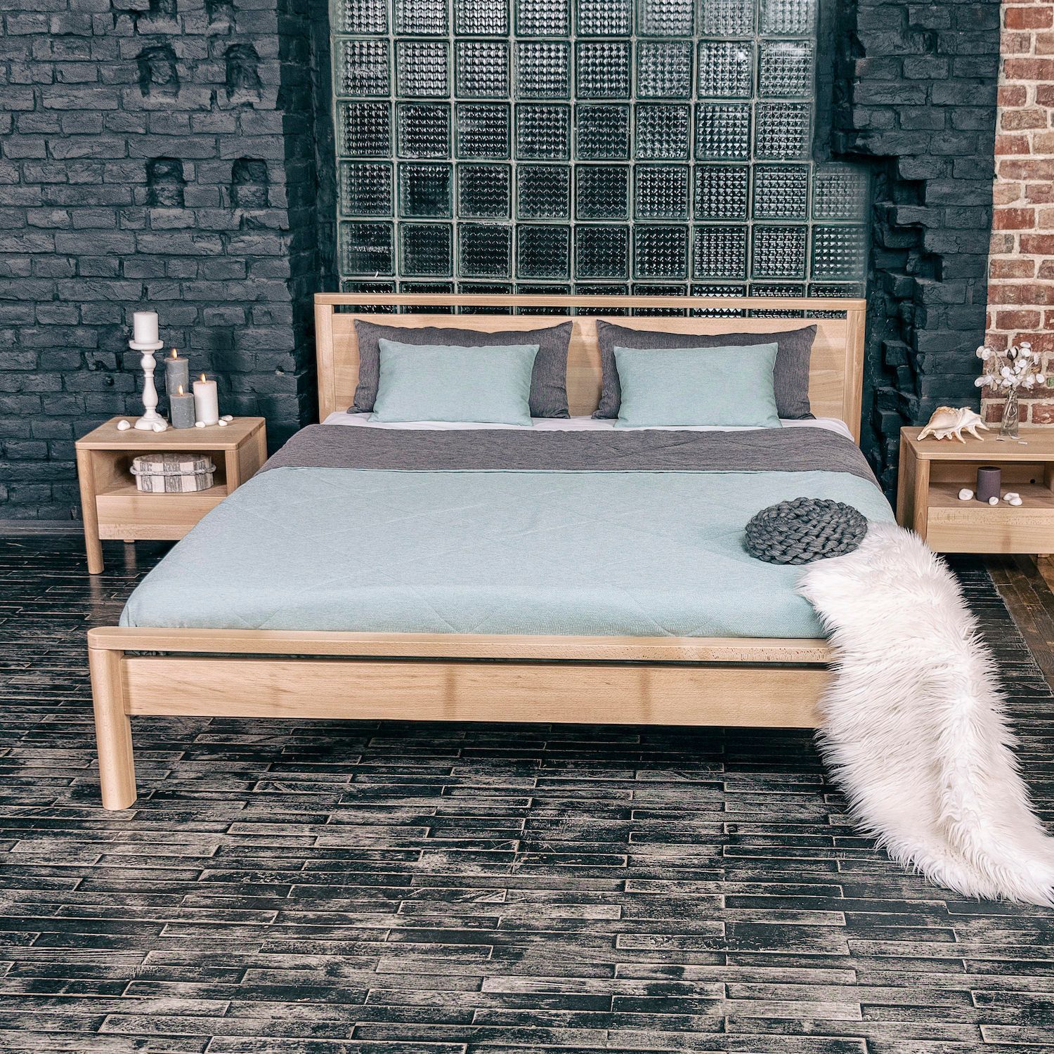 Letto in legno massello non trattato o verniciato Torben