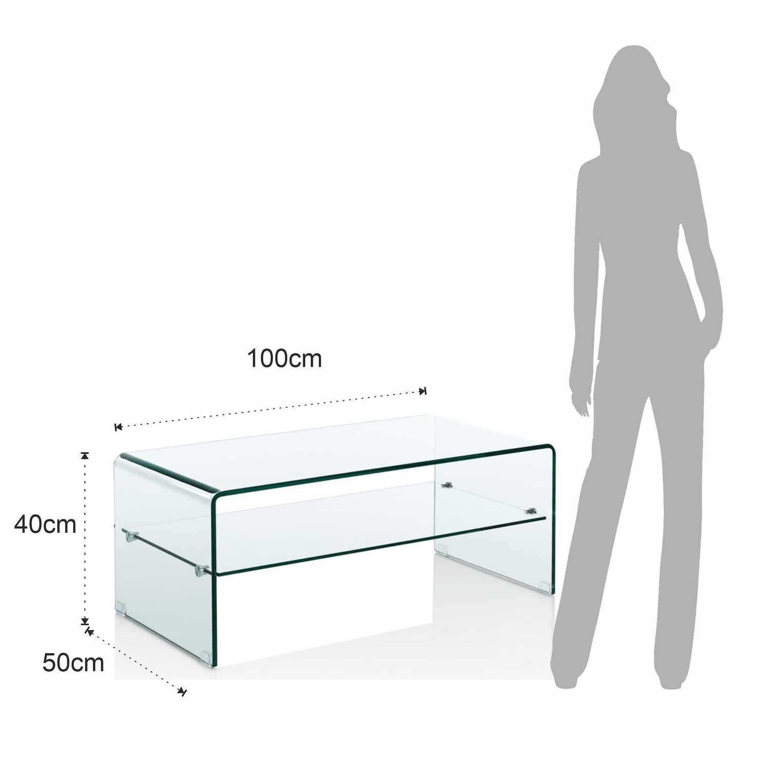 Tavolino da salotto in vetro curvato trasparente Emerald Evo