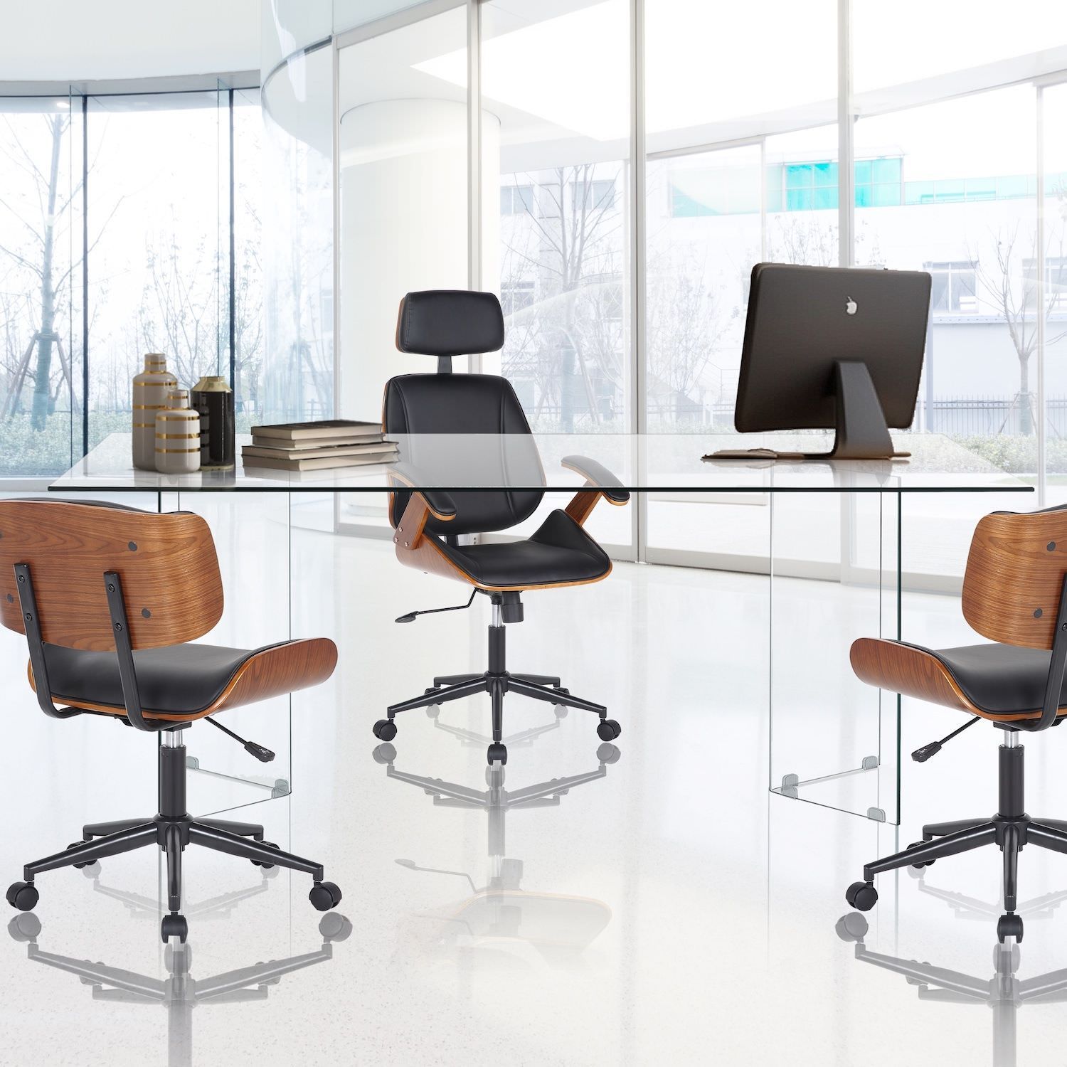 Scrivania in vetro temperato trasparente Emil 180