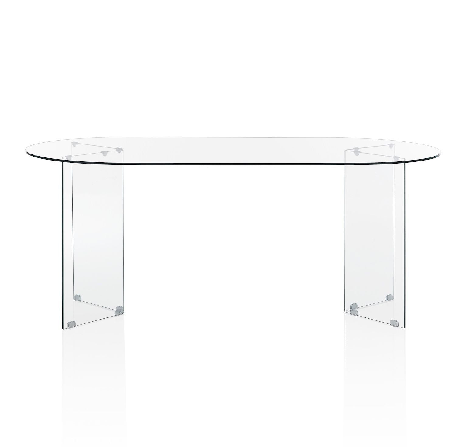 Scrivania ovale in vetro temperato trasparente Emil 180