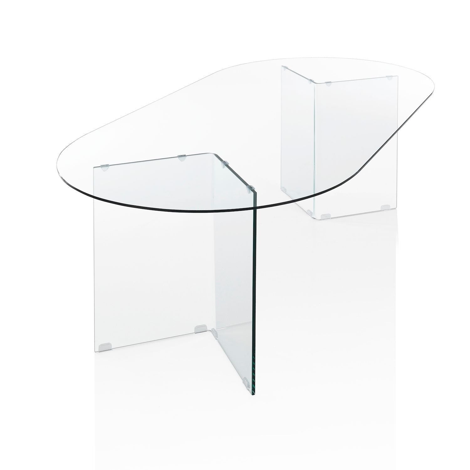 Scrivania ovale in vetro temperato trasparente Emil 180