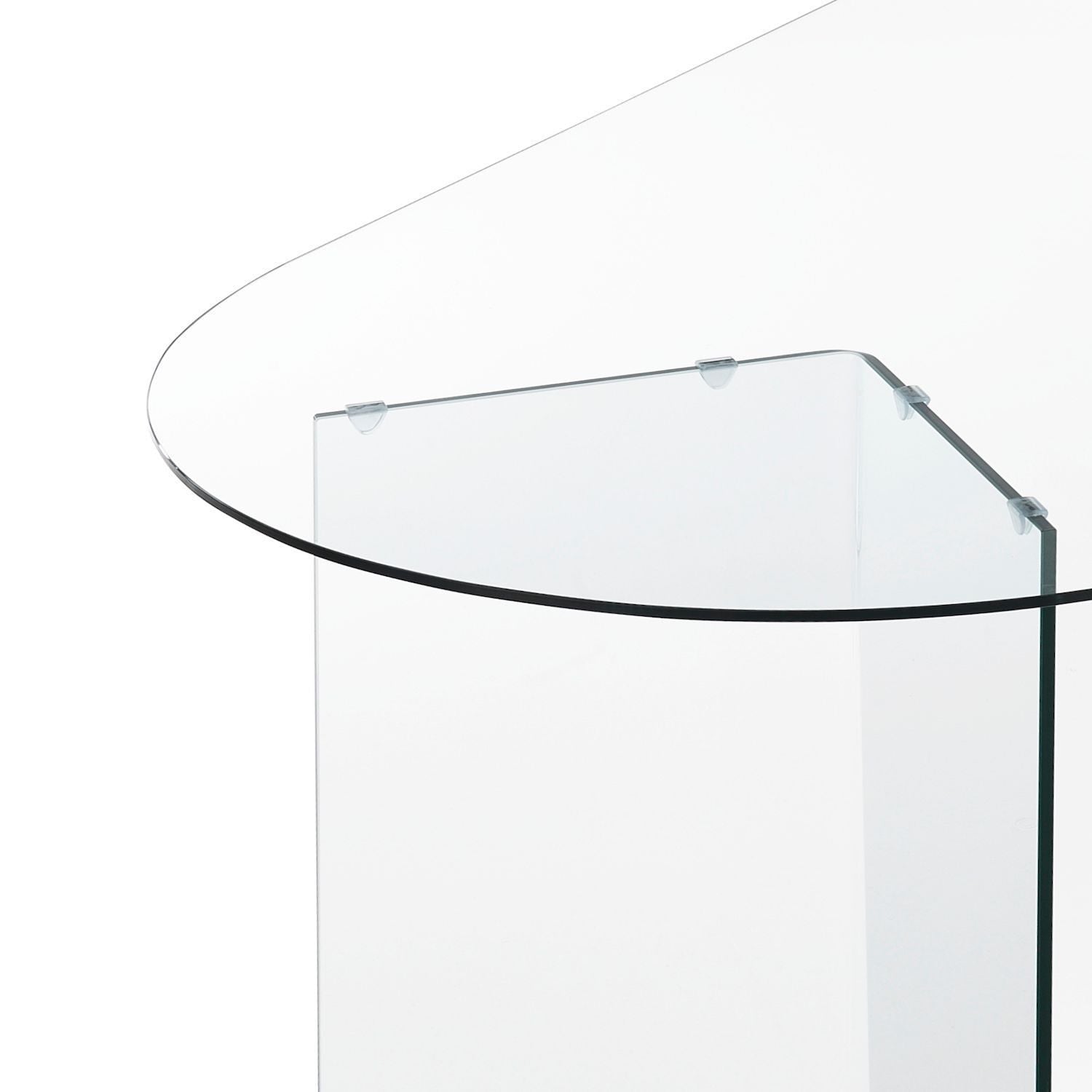 Scrivania ovale in vetro temperato trasparente Emil 180
