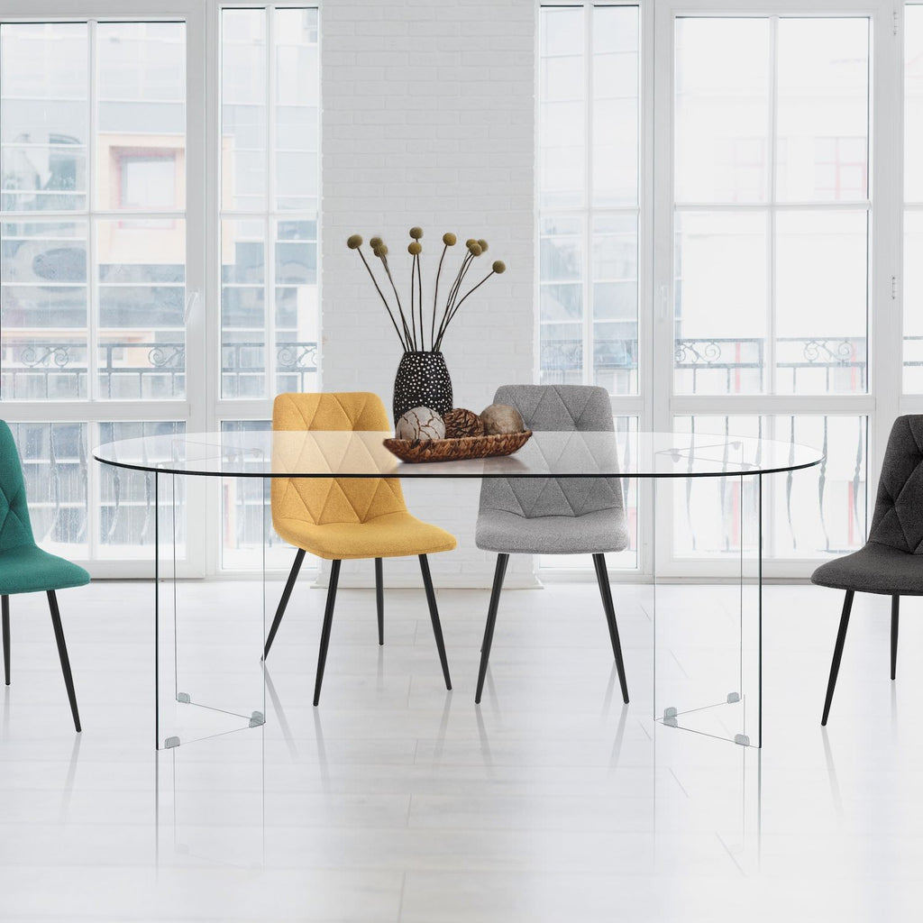 Scrivania ovale in vetro temperato trasparente Emil 180