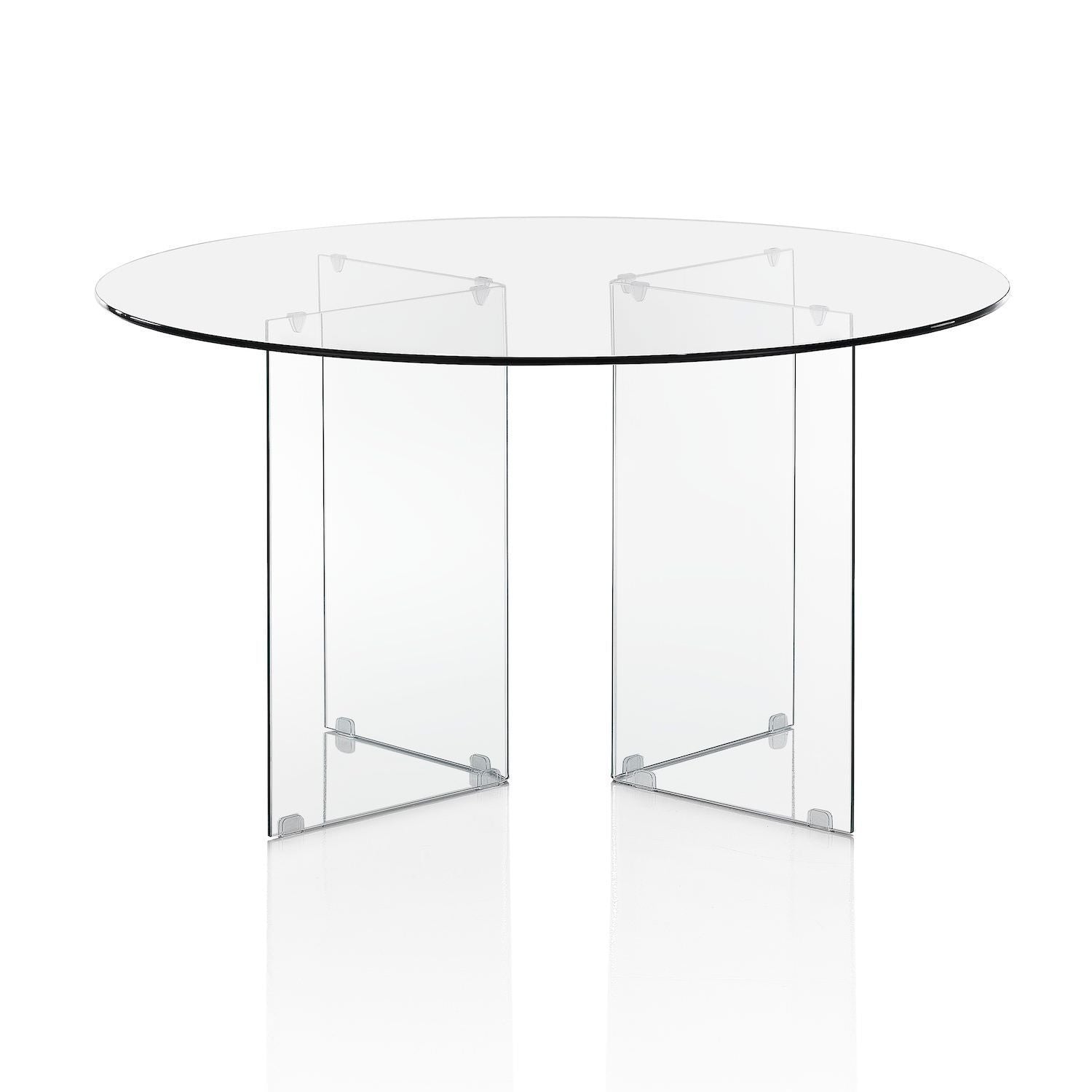 Scrivania rotonda in vetro temperato trasparente Emil Round