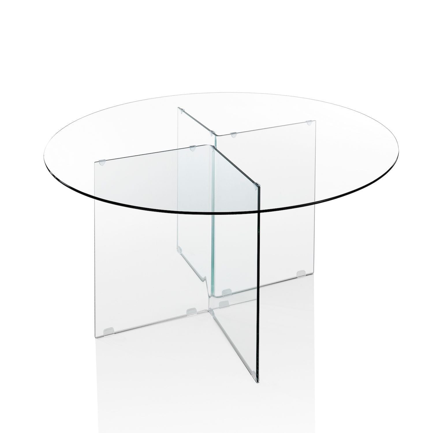 Scrivania rotonda in vetro temperato trasparente Emil Round