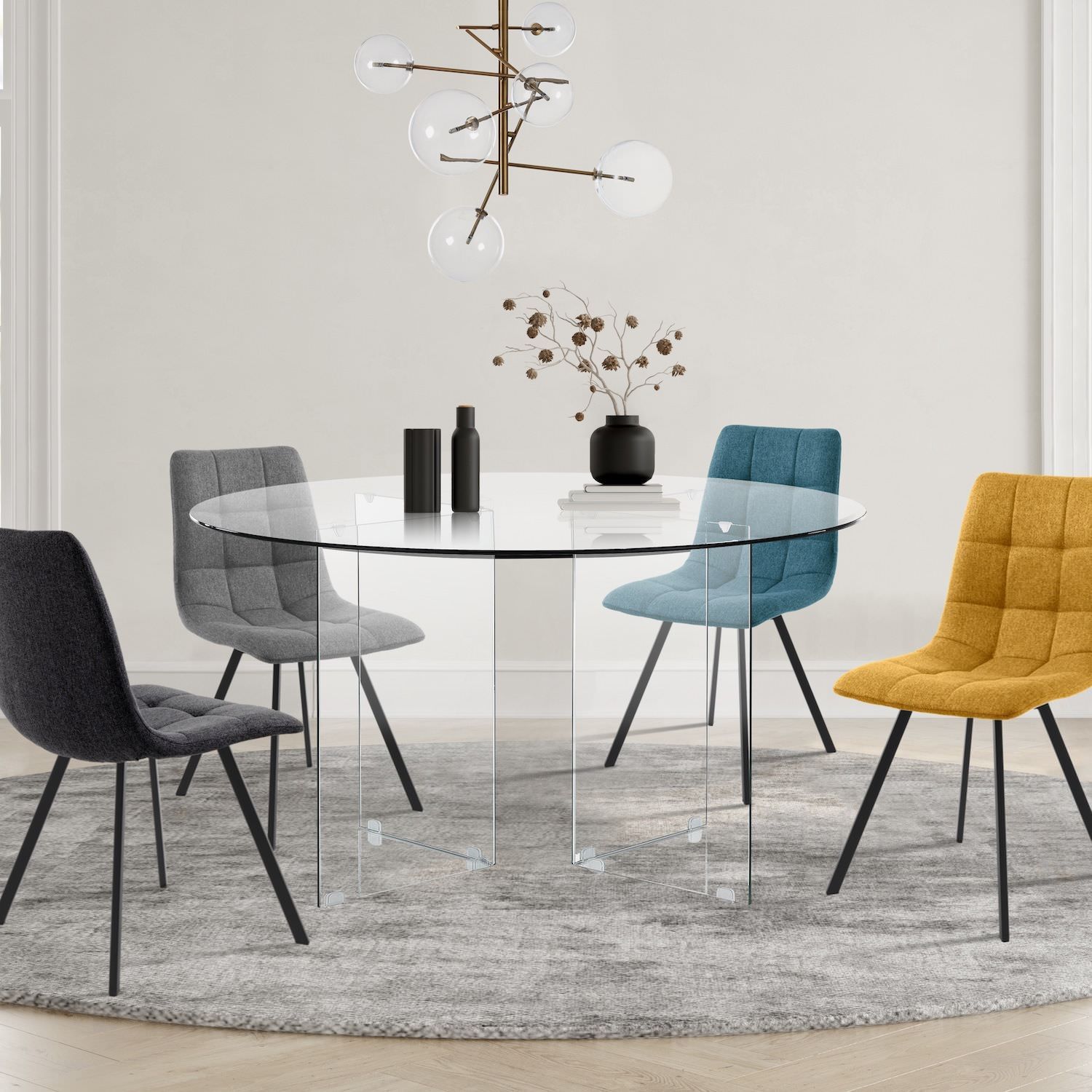 Scrivania rotonda in vetro temperato trasparente Emil Round