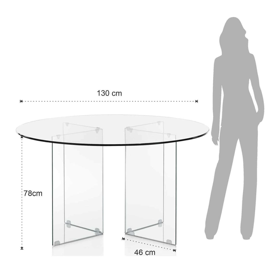 Scrivania rotonda in vetro temperato trasparente Emil Round