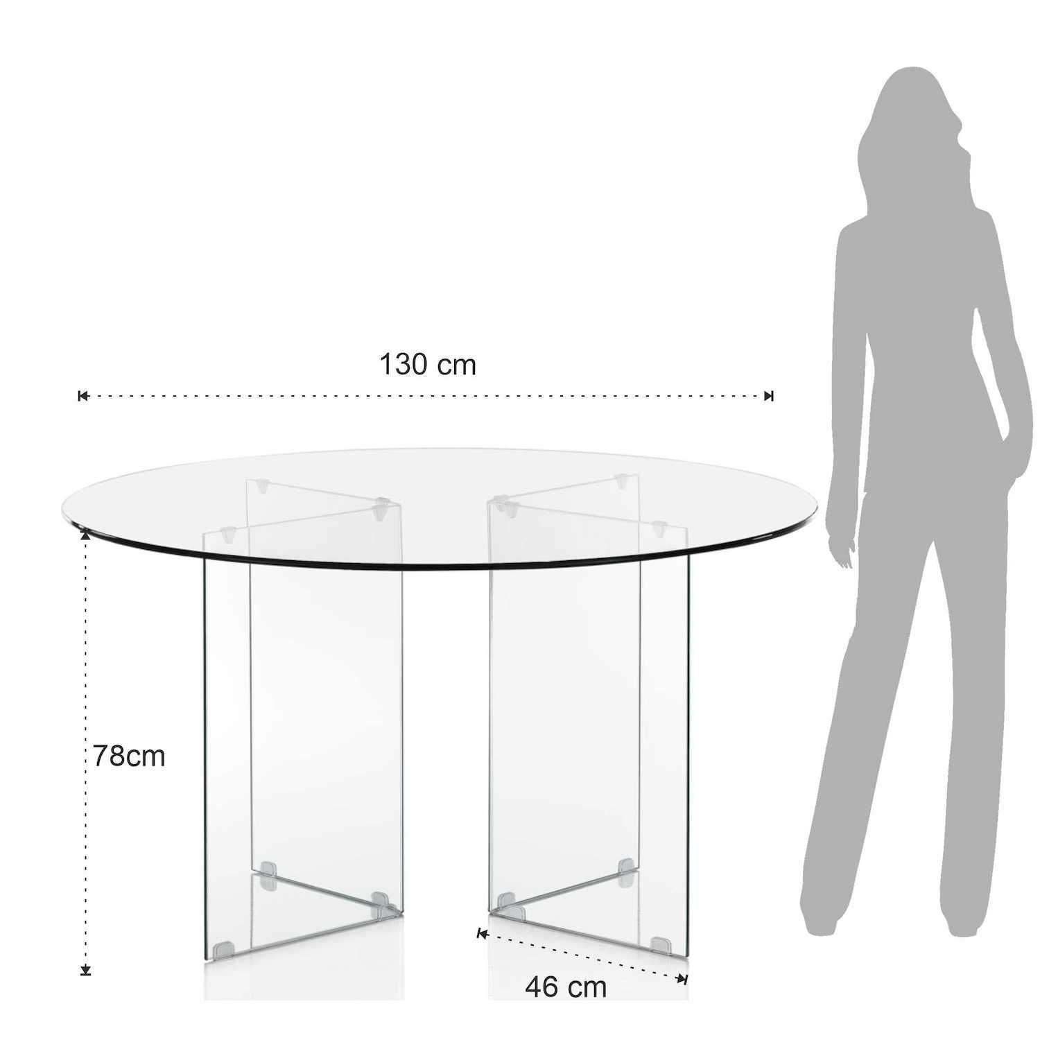 Scrivania rotonda in vetro temperato trasparente Emil Round
