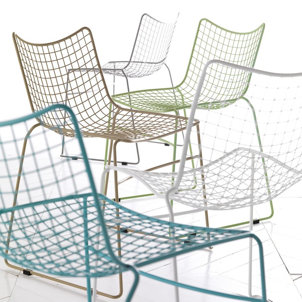 Coppia sedie da cucina in filo di acciaio Stitch