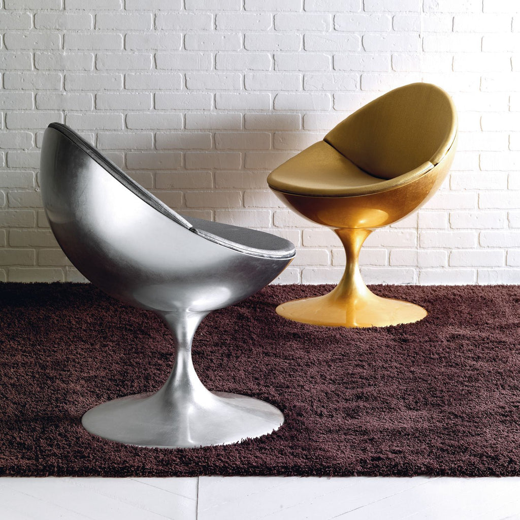 Poltrona design in alluminio foglia argento o oro Luna