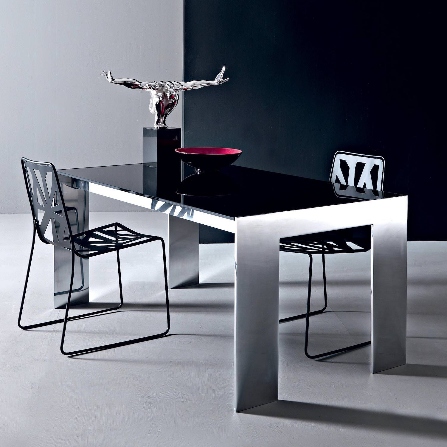 Tavolo design moderno in alluminio e vetro Touch