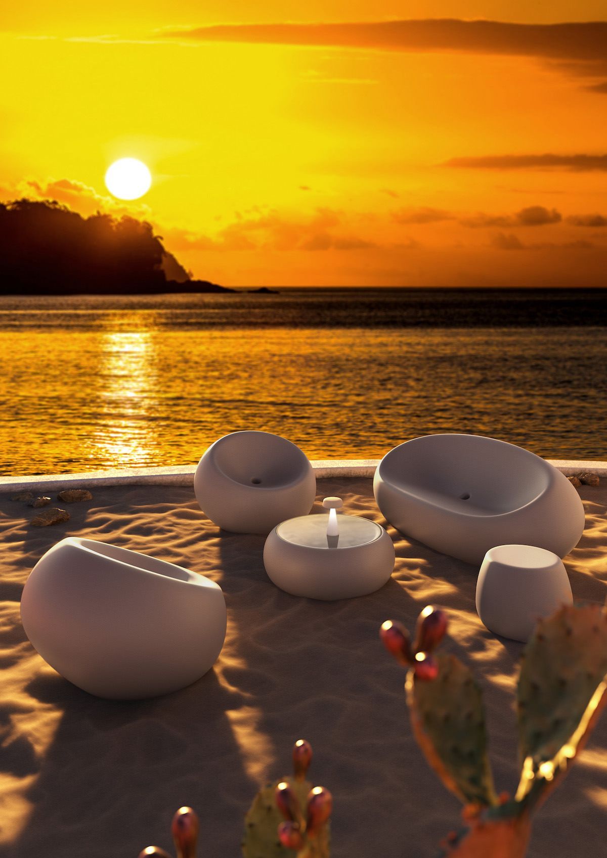 Pouf da esterno in polietilene Boom by Plust