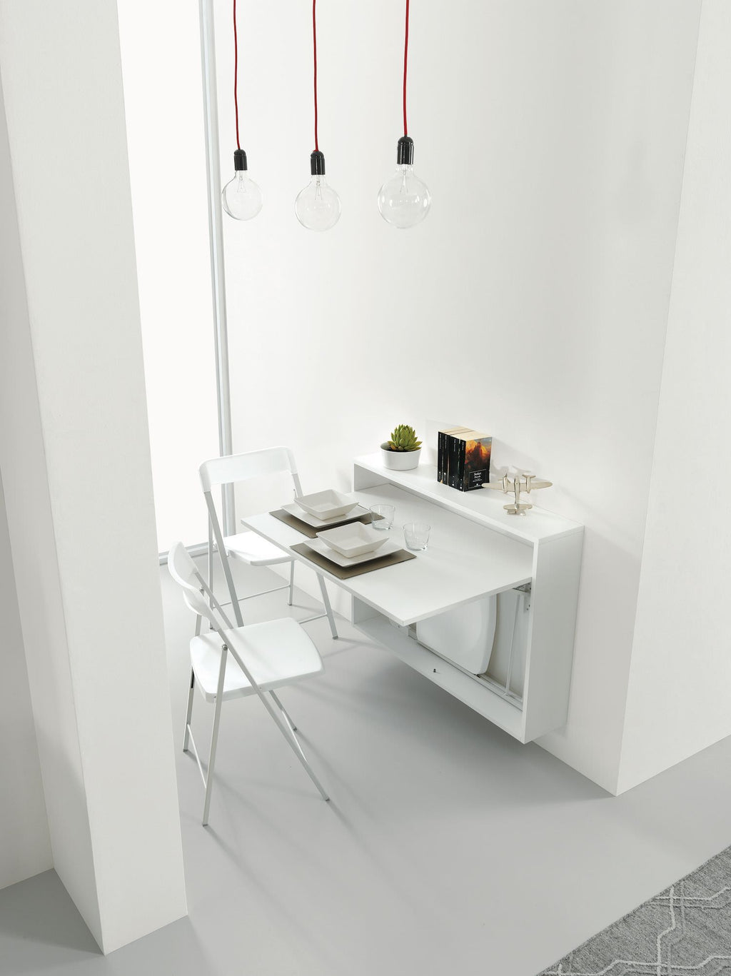 Scrivania a scomparsa con 3 sedie incorporate Jacob