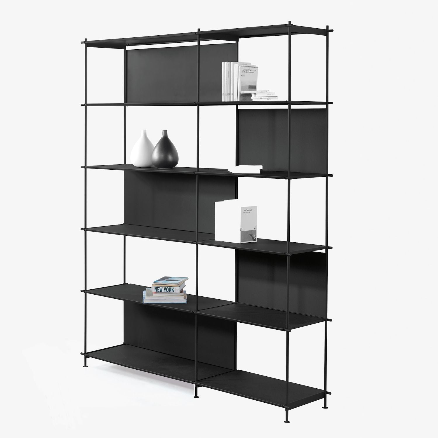 Libreria bifacciale in acciaio e laminato Miyoko