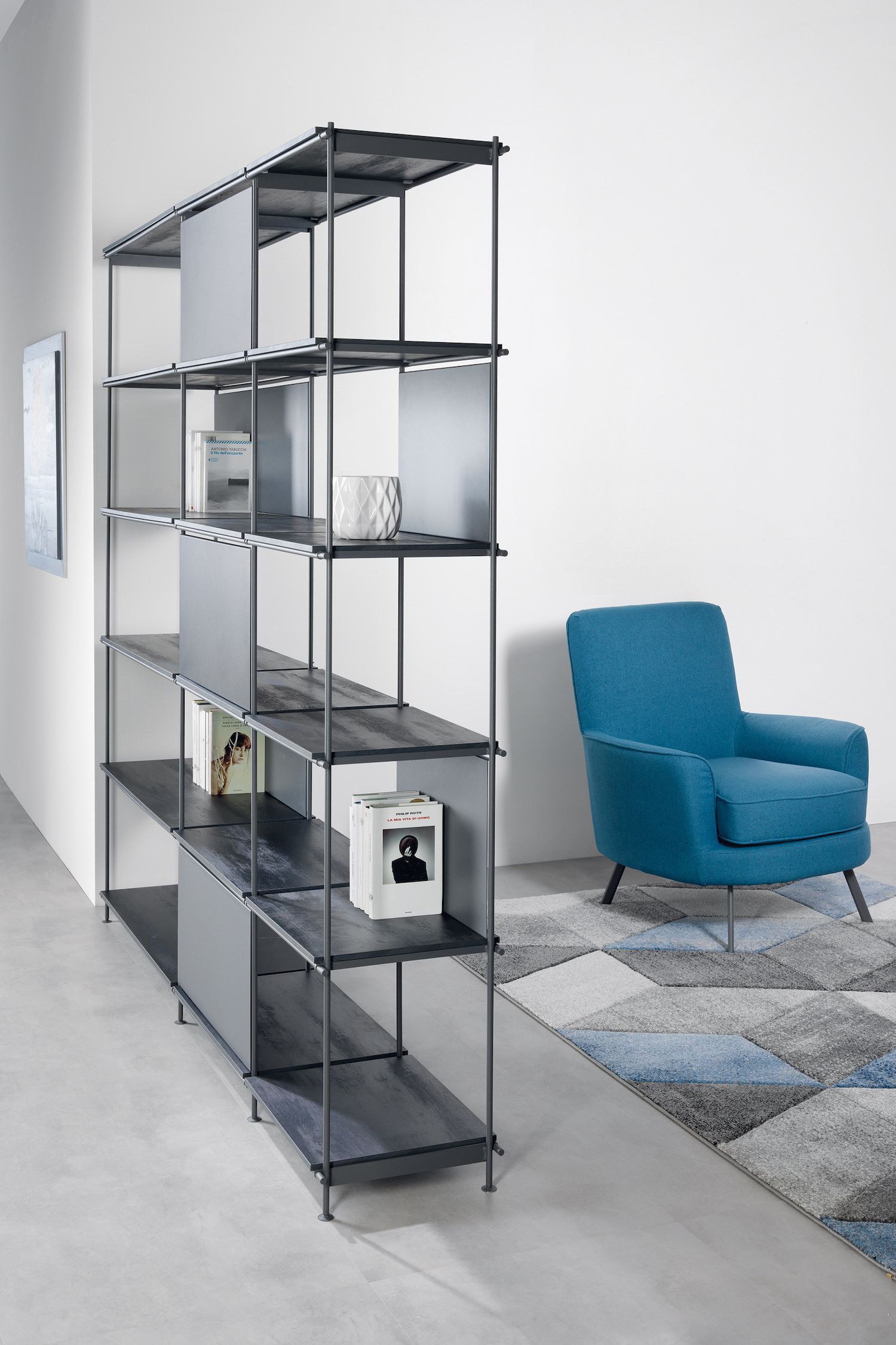 Libreria divisoria in acciaio Miyoko