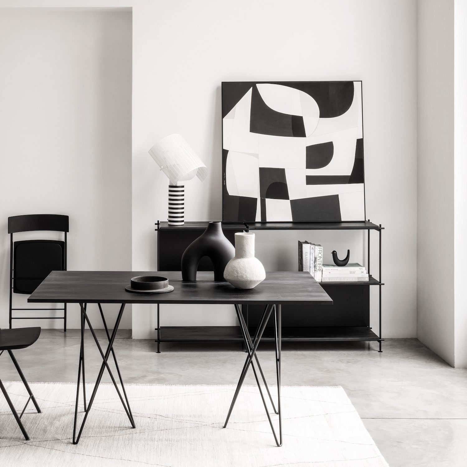 Libreria bassa in acciaio e laminato Miyoko 29