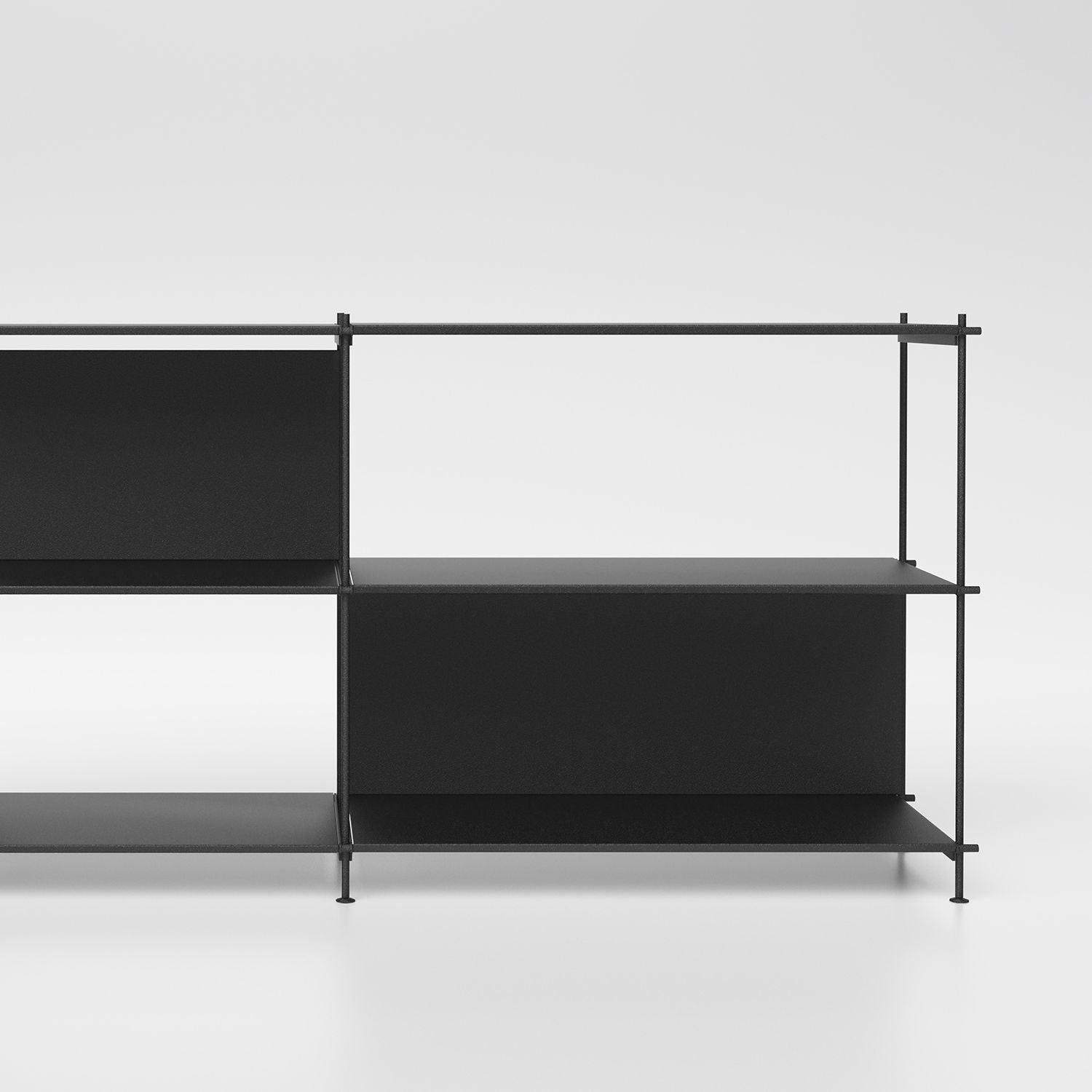 Libreria bassa e lunga in acciaio e laminato Miyoko 35