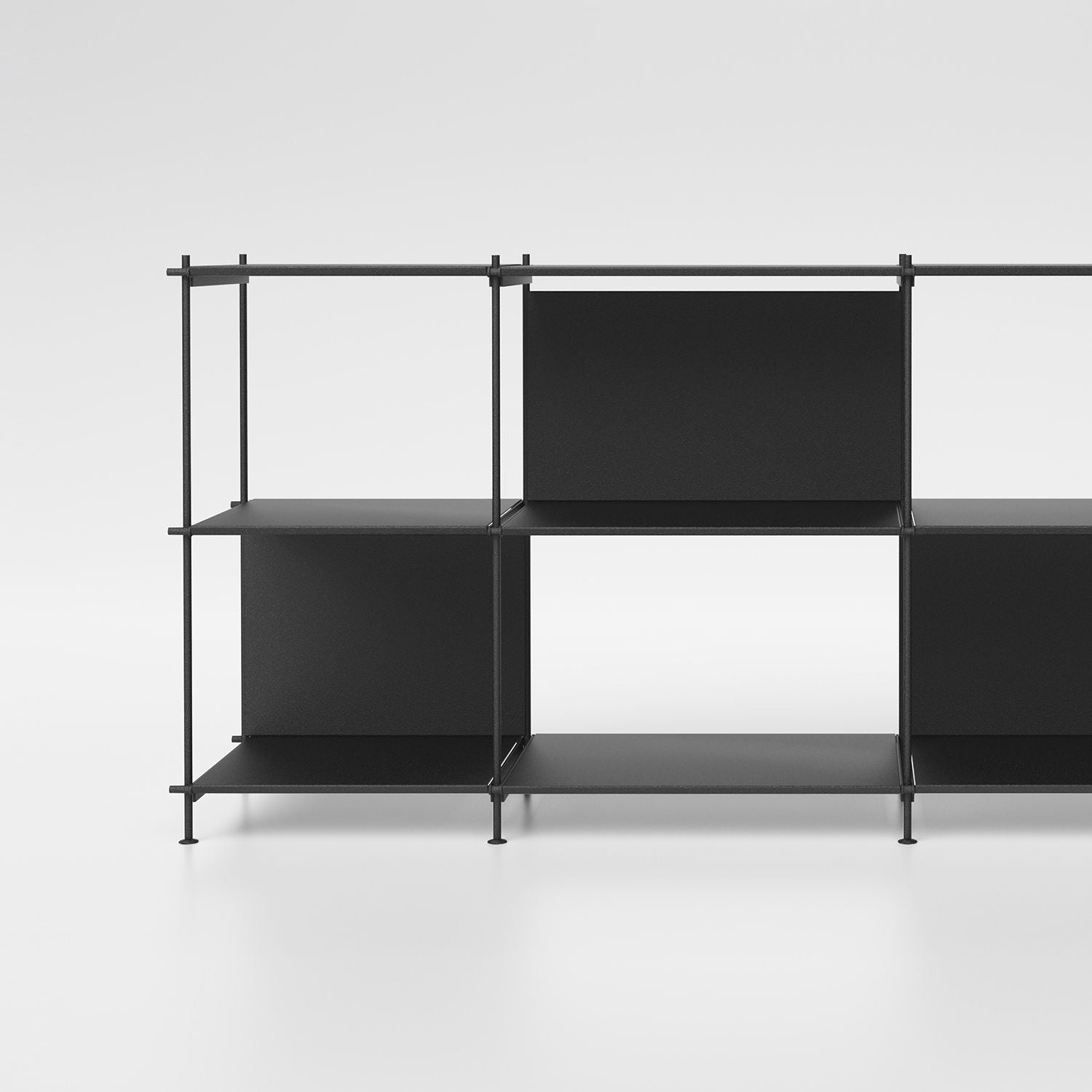 Libreria bassa e lunga in acciaio e laminato Miyoko 35