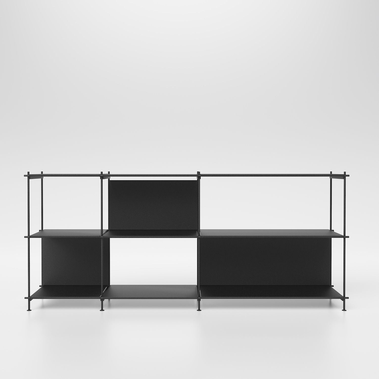 Libreria bassa e lunga in acciaio e laminato Miyoko 35