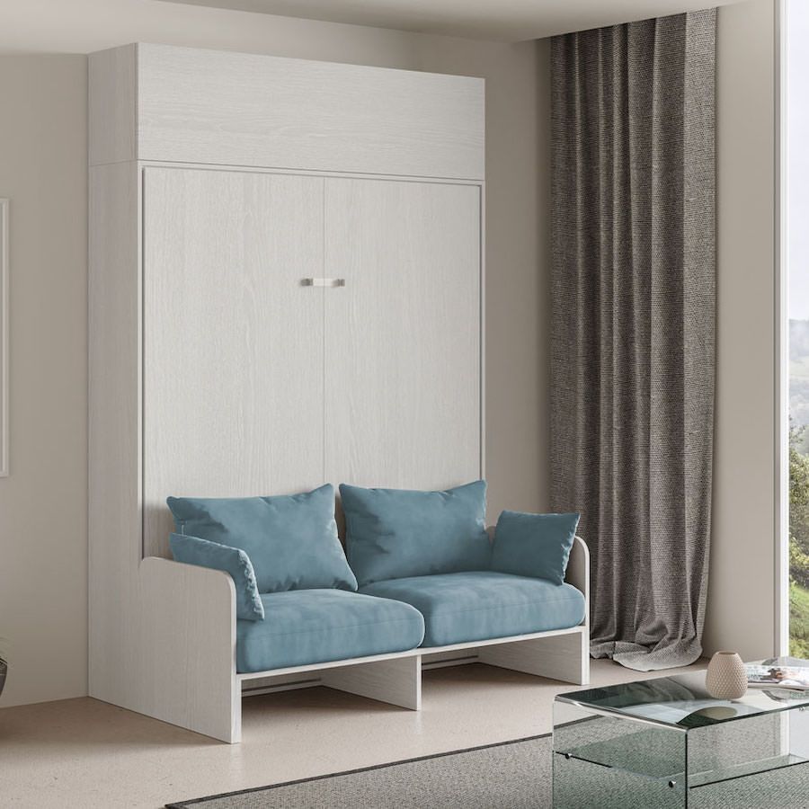 Letto matrimoniale a scomparsa con divano e pensile Lexton