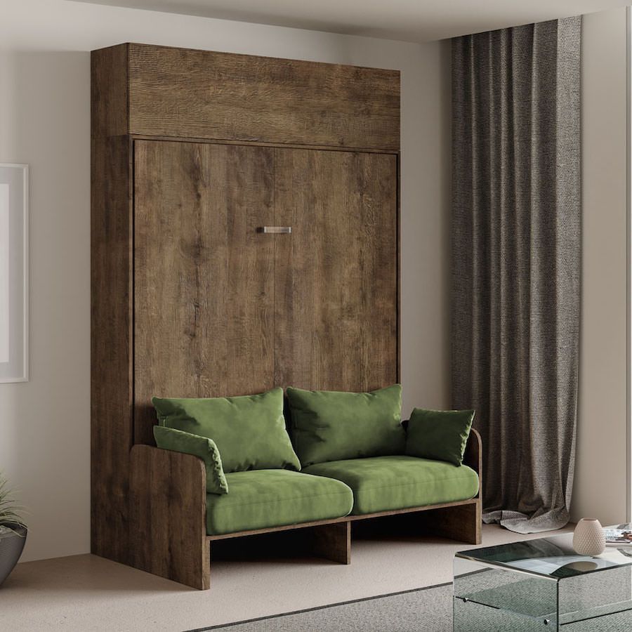 Letto matrimoniale a scomparsa con divano e pensile Lexton