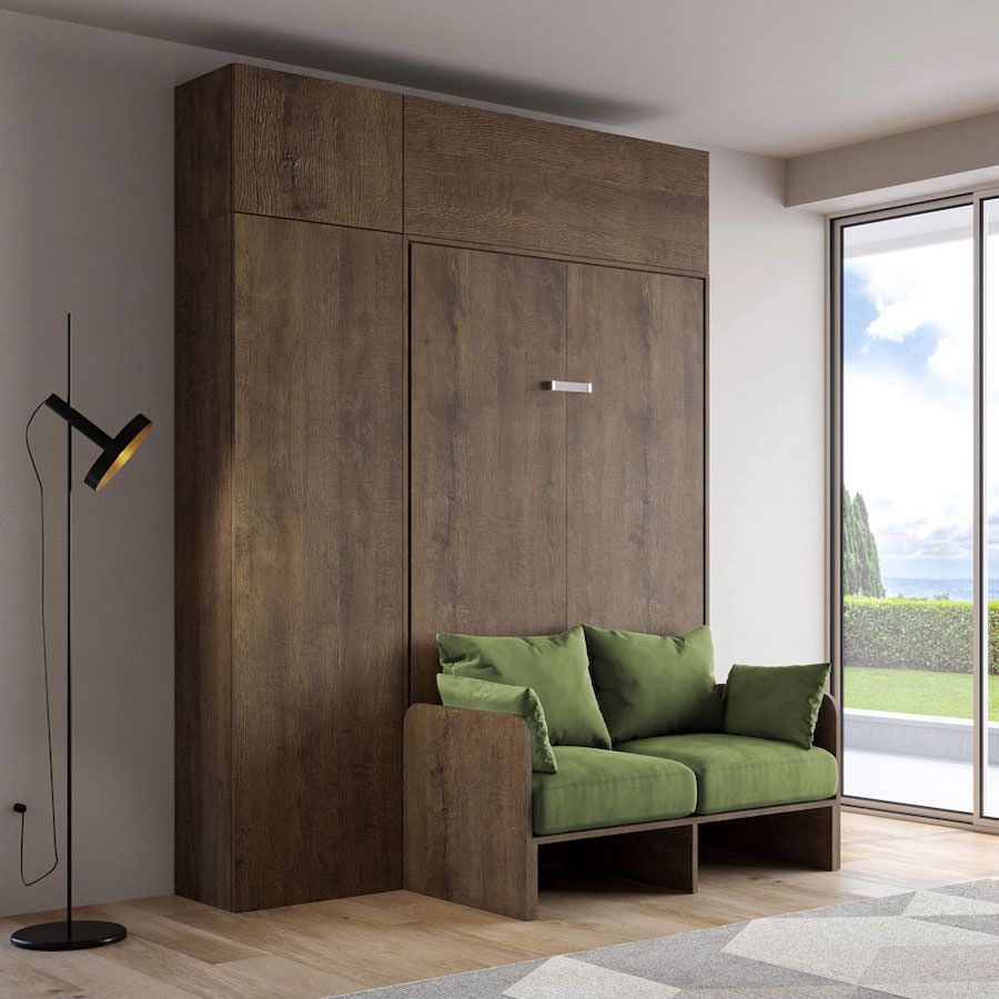 Letto a scomparsa con divano alla francese con colonna e pensili Lexton