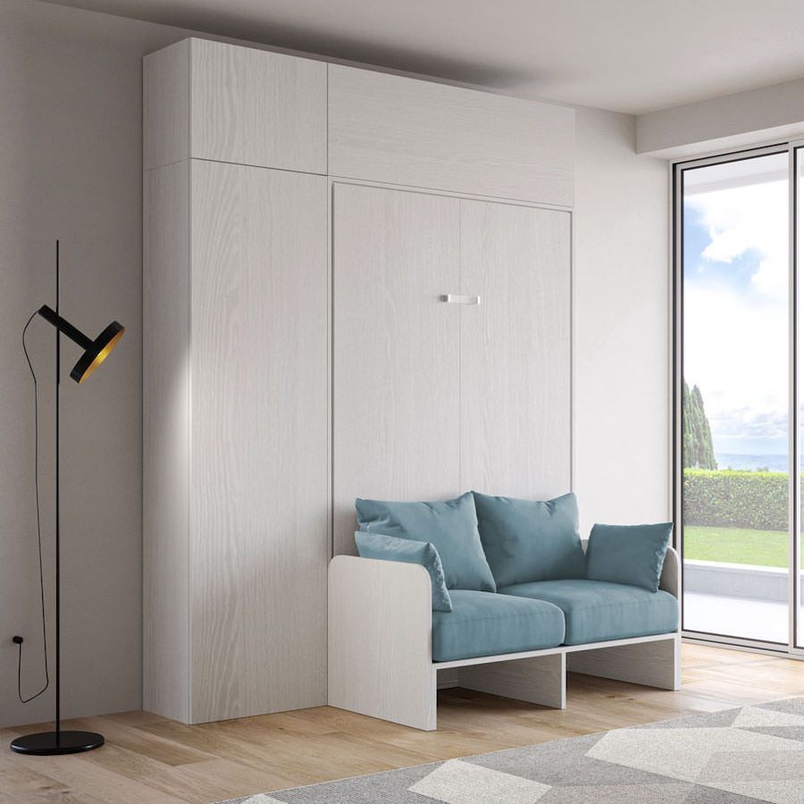 Letto a scomparsa con divano alla francese con colonna e pensili Lexton