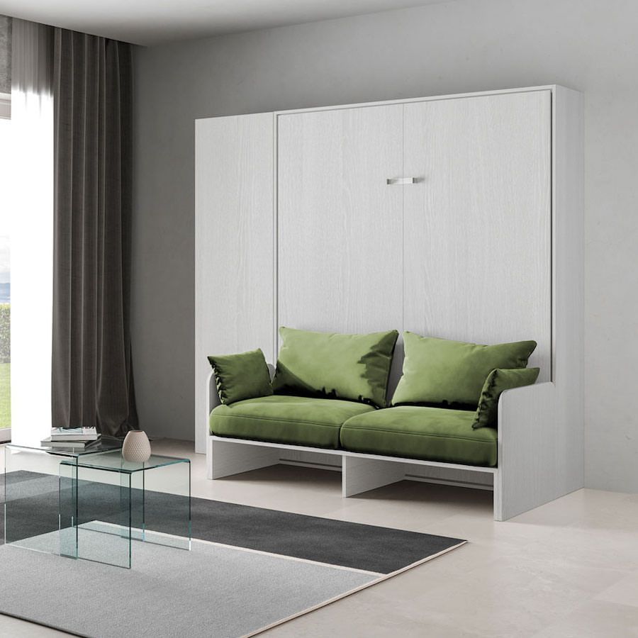 Letto matrimoniale a scomparsa con divano e colonna Lexton